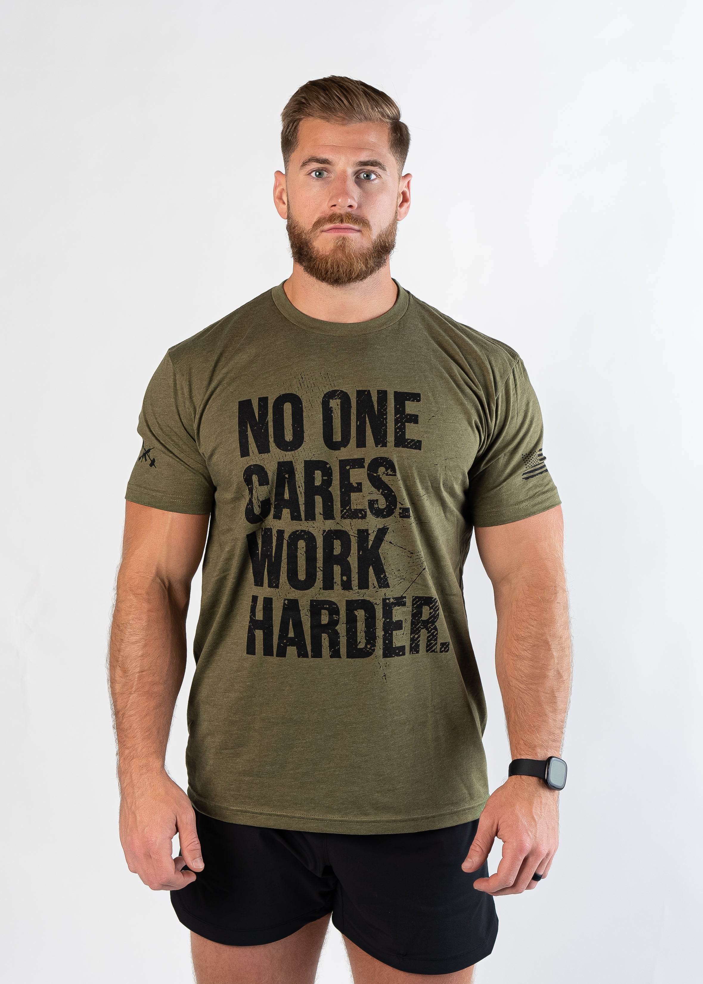 Basic Fitted T-Shirt - No One Cares | OD Green
