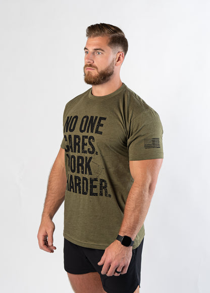 Basic Fitted T-Shirt - No One Cares | OD Green